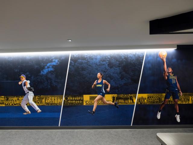 Sports banner in the Gerald R. Ford Fieldhouse lobby