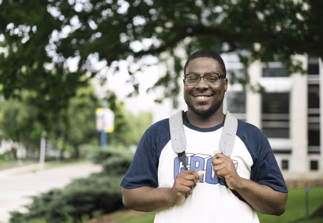 Student with backpack 