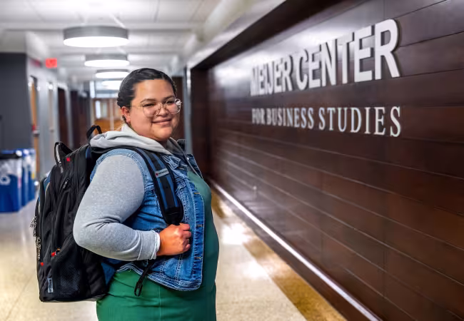 Student carrying a backpack