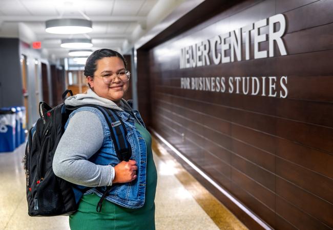 Student carrying a backpack