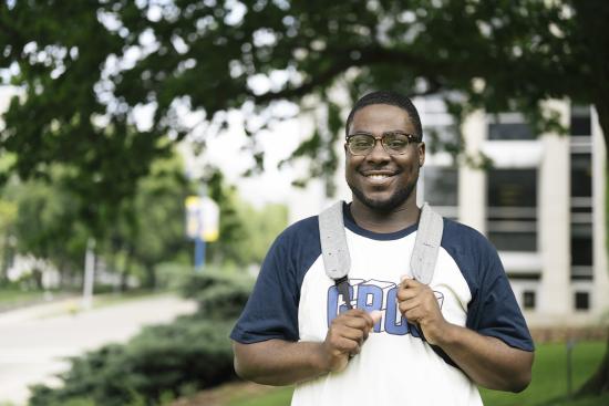 Student with backpack 