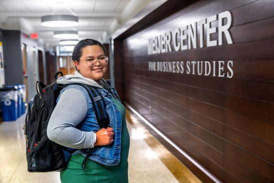 Student carrying a backpack