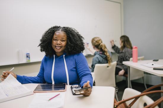 Student studying math