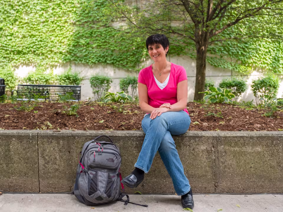 GRCC student sitting on the commons