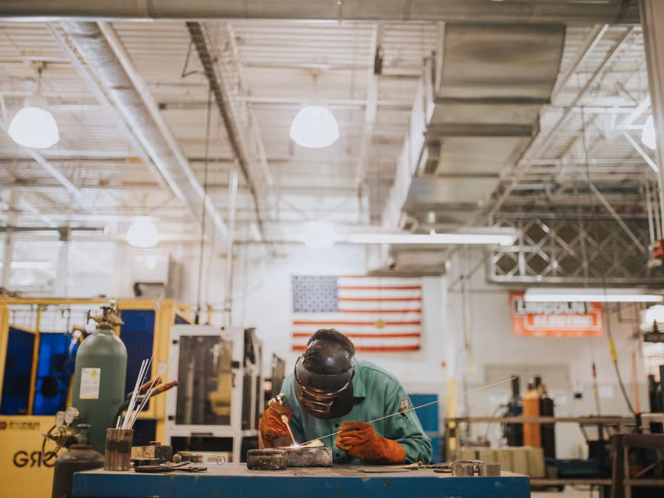 Student works on a welding project.