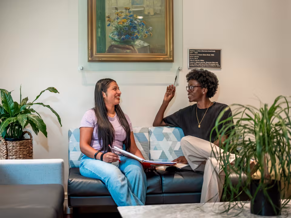 Students talking in Ender Hall