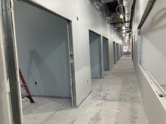 An unfinished hallway.