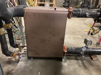 A piece of equipment connected to pipes