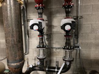 Pumps connected to pipes.