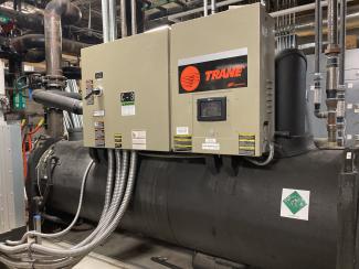 A large piece of equipment with a Trane logo.