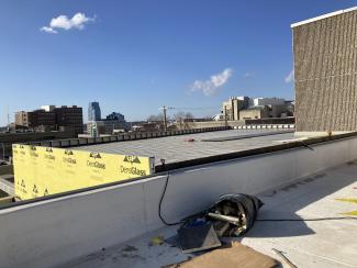 A rooftop construction area.