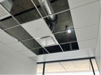 Ceiling panels in the hallway