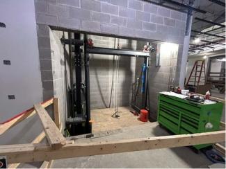 The elevators new entrance and platform