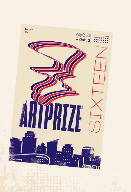 "ArtPrize -Sixteen" graphics with Grand Rapids skyline.