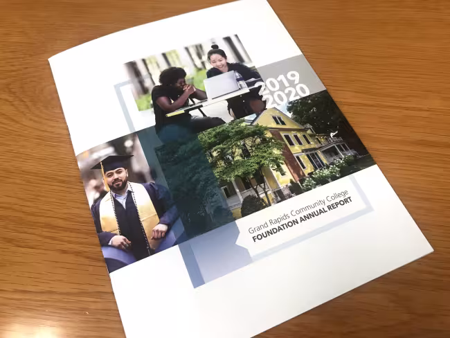 Cover of the award-winning GRCC Foundation Annual Report.