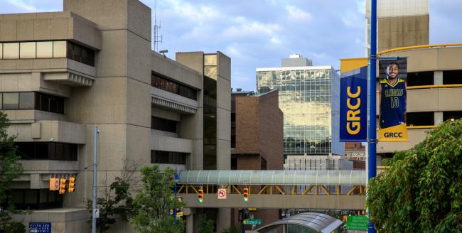 View of the GRCC campus looking down Lyon Street.