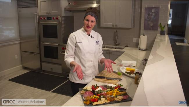 Chef Jen working on her board.