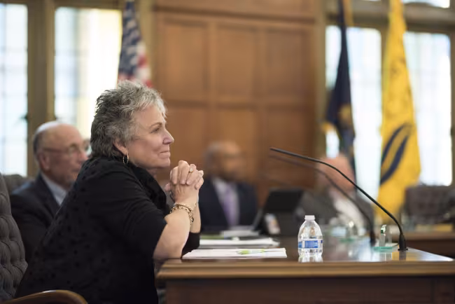 Former GRCC trustee Deb Bailey at a board meeting.