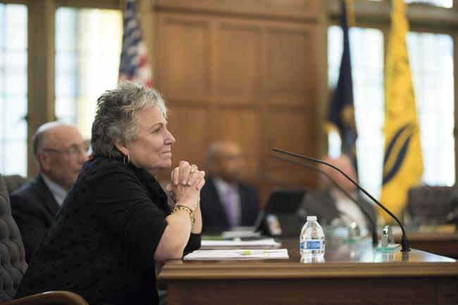 Former GRCC trustee Deb Bailey at a board meeting.