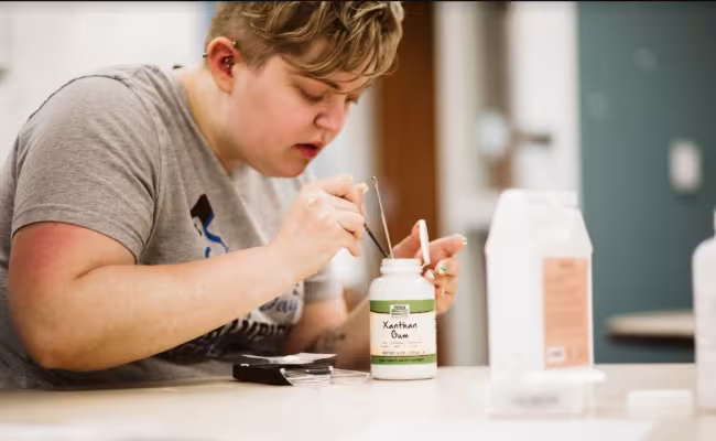Faith Kelly working on prescriptions. 