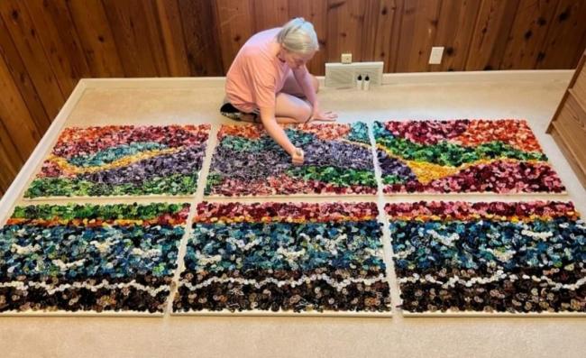 Christina Hindley working on her ArtPrize entry. 