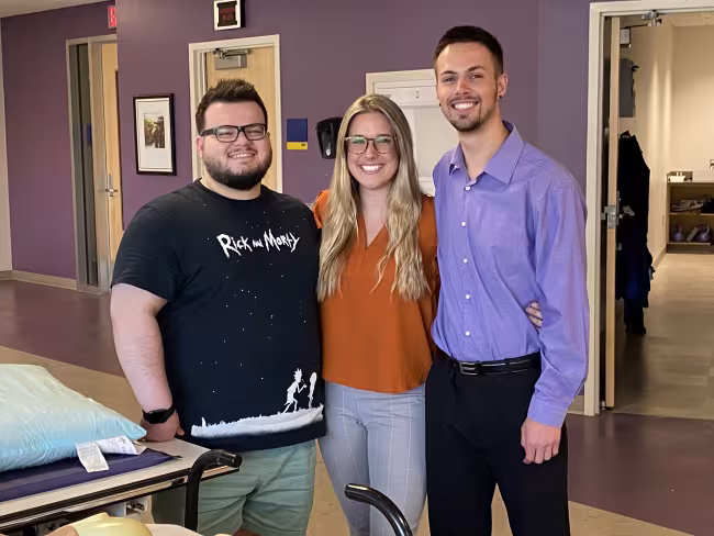 GRCC Rad Tech students Alen Dzafic, Emma Seeber, and Kyle Cottrell.