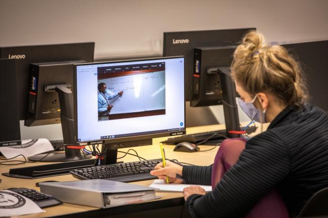 Student working on a computer