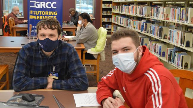 Tutor Nathan Reinke with student Senad Ajdarevic. 