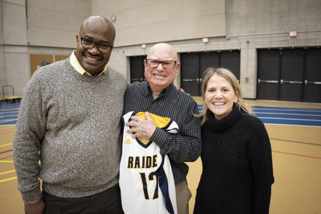 Homecoming 2019 of David Selmon, Gene Paxton and Tina Hoxie, at that time GRCC’s associate provost and dean of Student Affairs