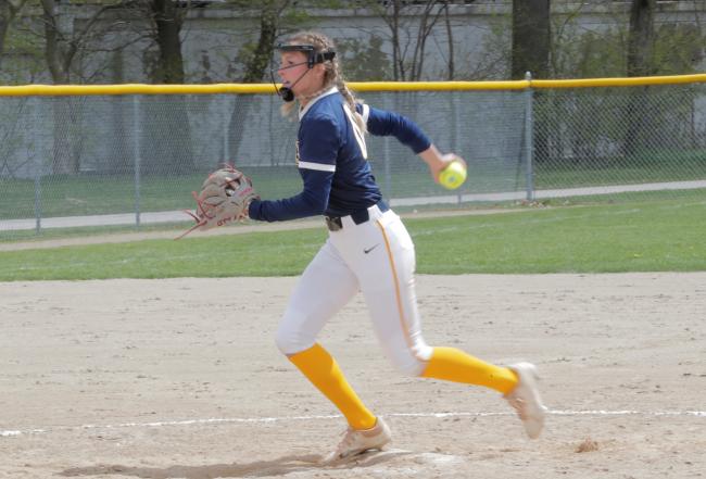 Izzy Regner pitching.
