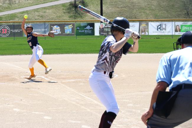 Izzy Regner pitching against Alpena. 