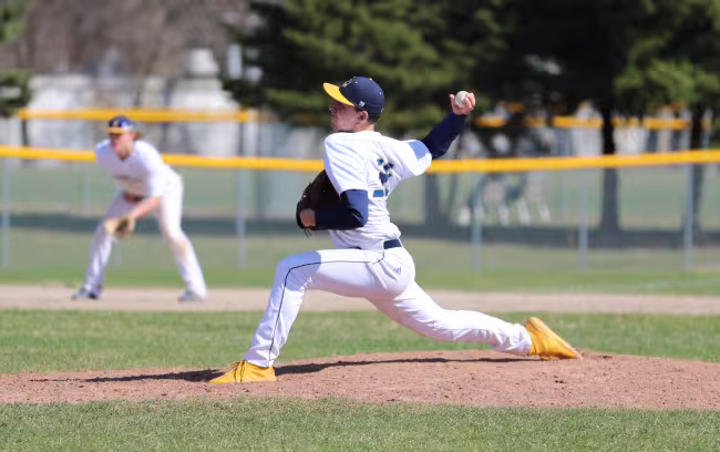 Logan Campbell pitching as a Raider.