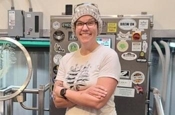 Abbie Groff-Blaszak working in the brewery. 