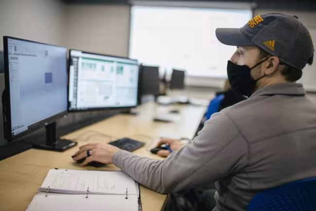 Student working on a computer