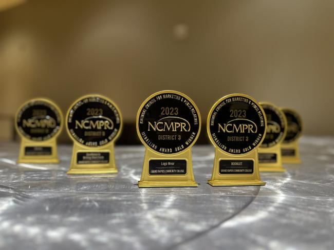 Six NCMPR Gold Awards on a table