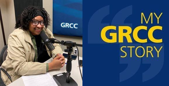 Jamilly Hardley recording the podcast in the studio.