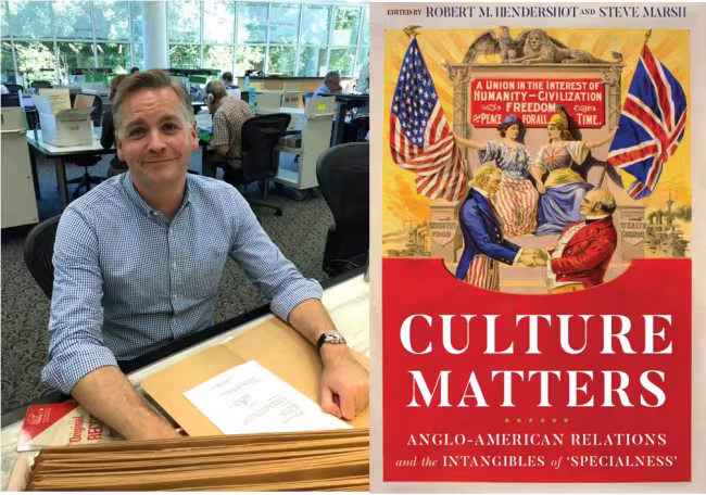 Portrait of Dr. Hendershot at work, and the cover of his book.