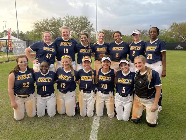 Team photo of the GRCC softball team. 