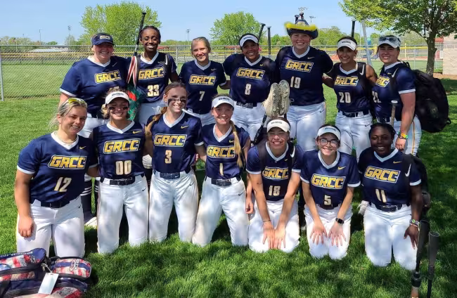 Team photo of the softball players at the regional tournament.