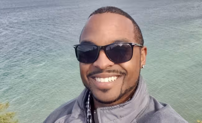 Shomari Gaunichaux at the beach.