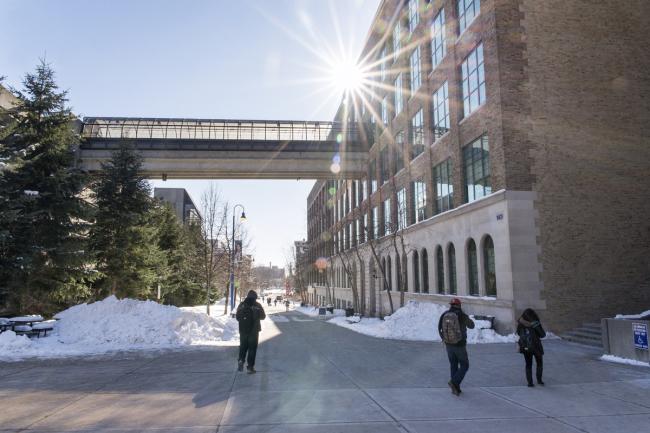 A winter scene on Olivarez Plaza.