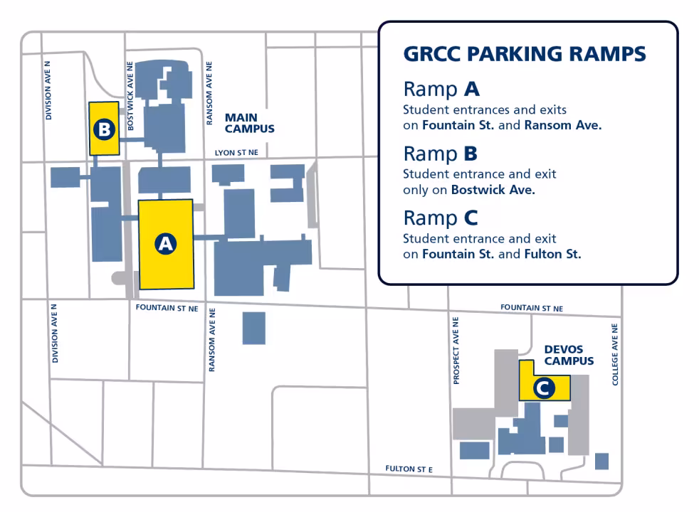 map of parking ramps on campus