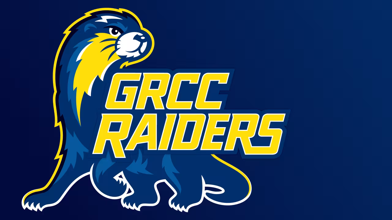 The GRCC Raiders logo, featuring the River Raider.