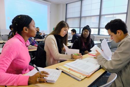 Students working in an English class