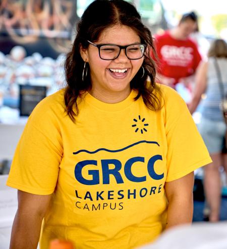 Student at an event at the Lakeshore Campus