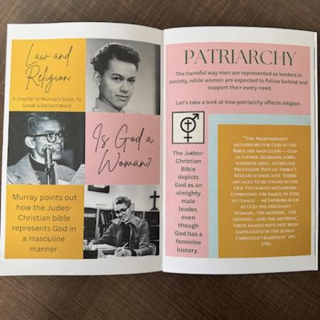 Interior pages of a student zine featuring Pauli Murray.