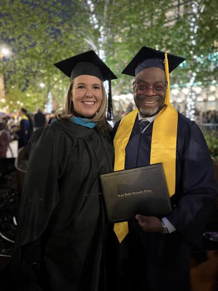 Kristie Kozub and Maurice Baker at GRCC's commencement ceremony.