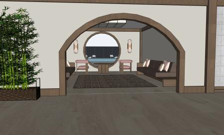 Digital rendering of a hotel lounge designed by Lexy LaClear.