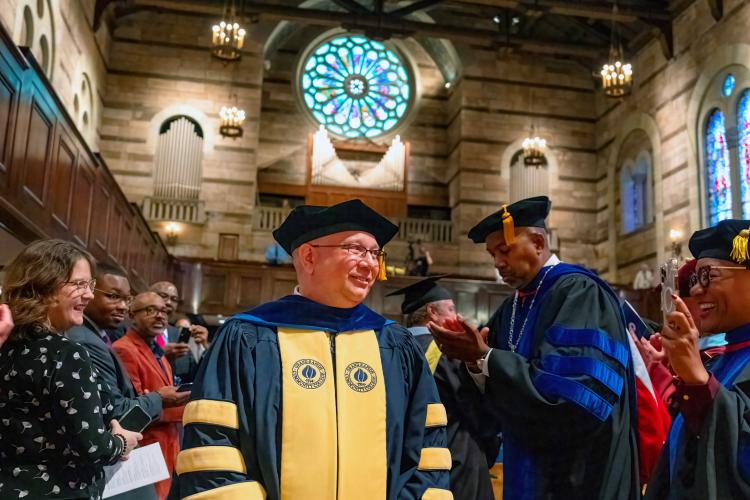 Dr. Charles Lepper during his investiture as the 11th president of GRCC
