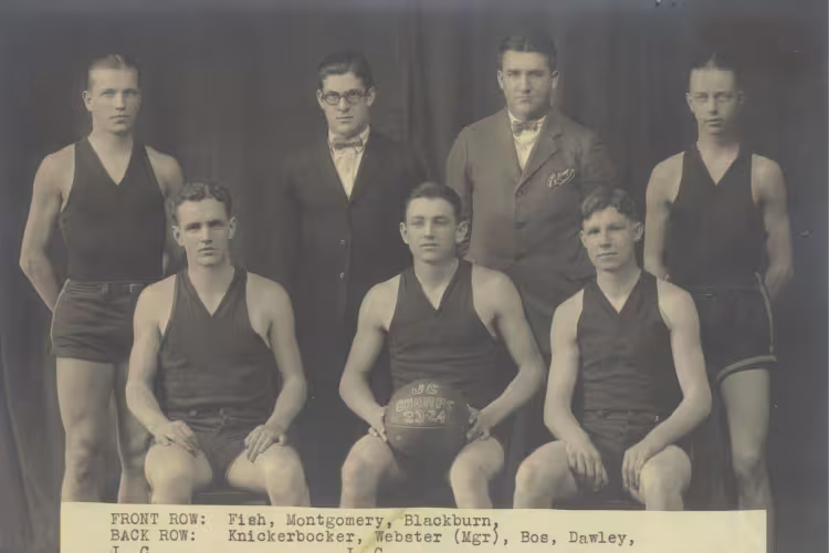 John Bos pictured in the back row of GRCC basketball team photo.